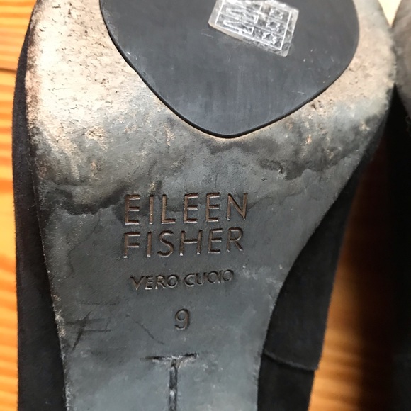 Eileen Fisher Black Suede Heels, EUC, 9 - Picture 12 of 13